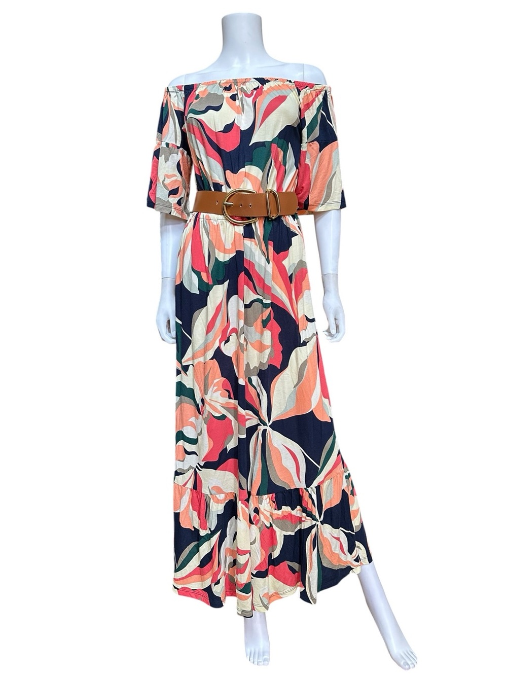 Venus Off-Shoulder Floral Maxi Dress in Multicolor, NWOT, M